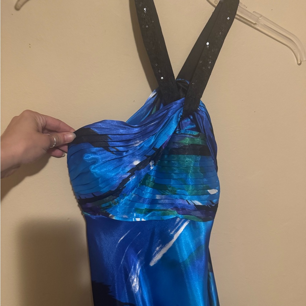 Hailey Logan Vibrant Blue Dress with Black Accents